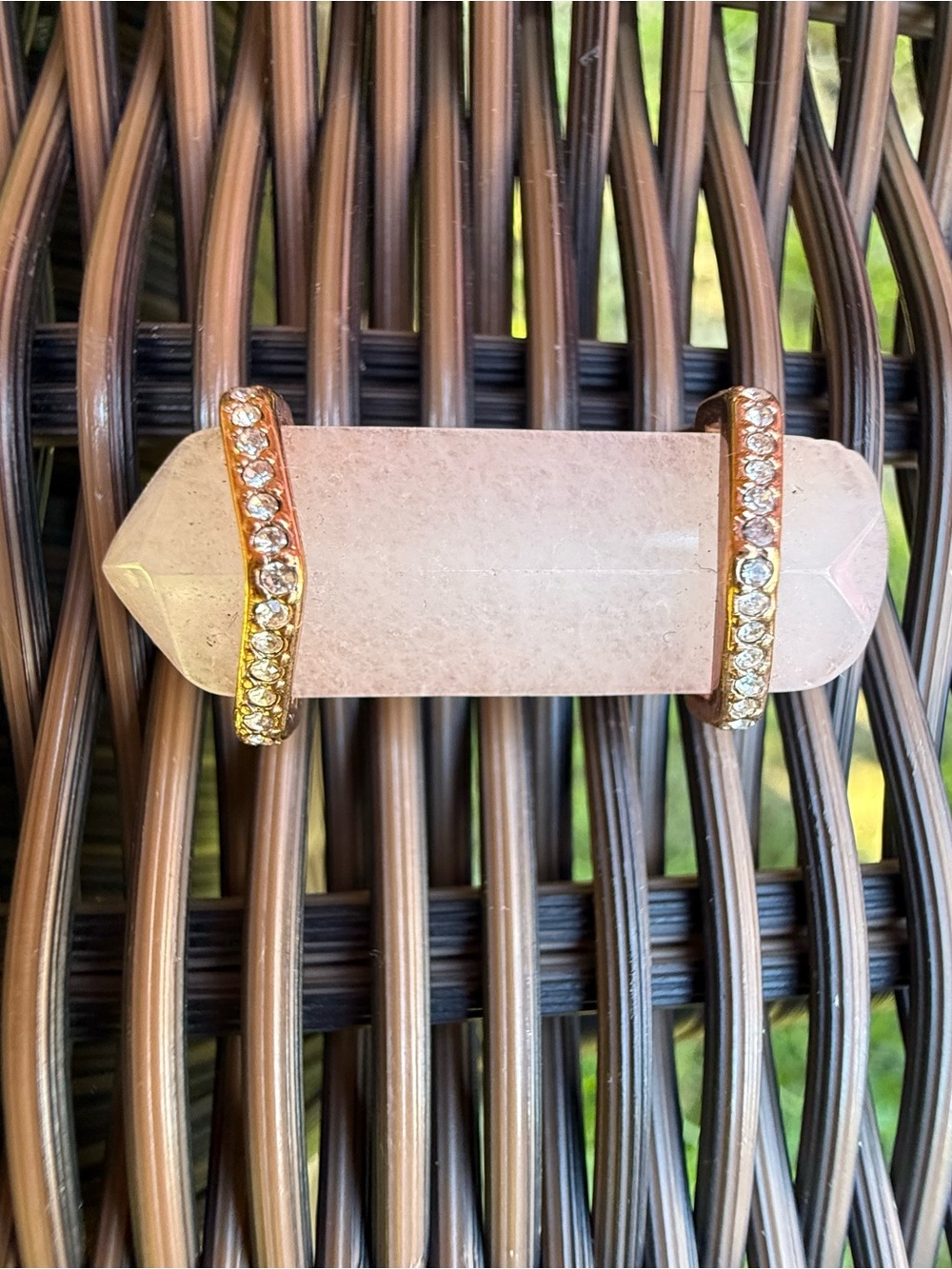 KEEP Collective Rose Quartz Bar with Clear Crystal Accents